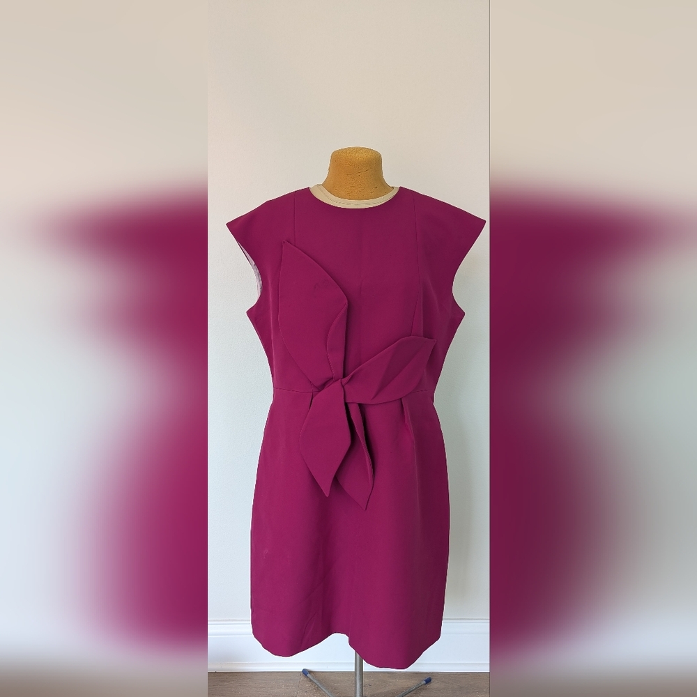 Ted Baker London women's sz 5 (US 12) dark pink dress with bow & 2 pockets